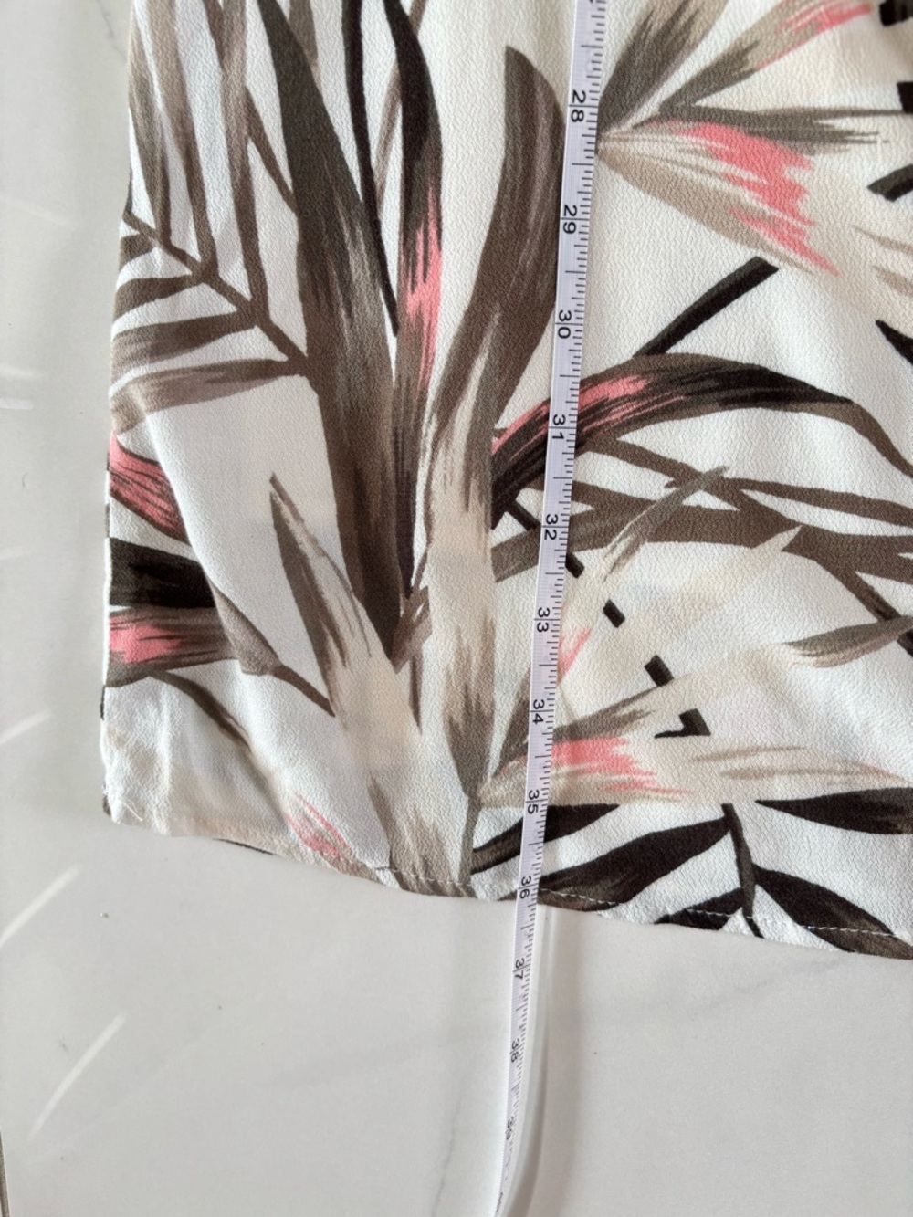 Old Navy White Tropical-Print Long Sleeve Wrap Dress with Brown and Pink Accents - Picture 15 of 16